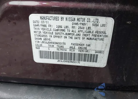 2012 Infiniti Ex35 Journey z USA, uszkodzony, nr VIN JN1AJ0HR9CM450170